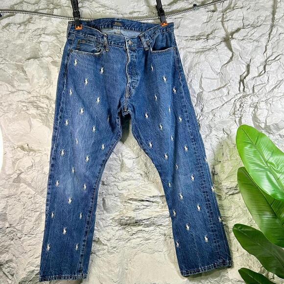 Polo Ralph Lauren Sullivan Slim All Over Print Jeans Size 38 - Picture 1 of 8